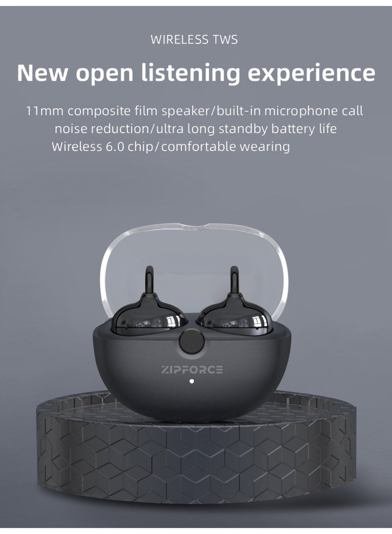 ZIPFORCE J80 True Open Ear  Clip Wireless Earbuds - Bluetooth 6.0, Lightweight Comfort Clip Design OWS Earphones for Sports & Fitness，Black - Image 2